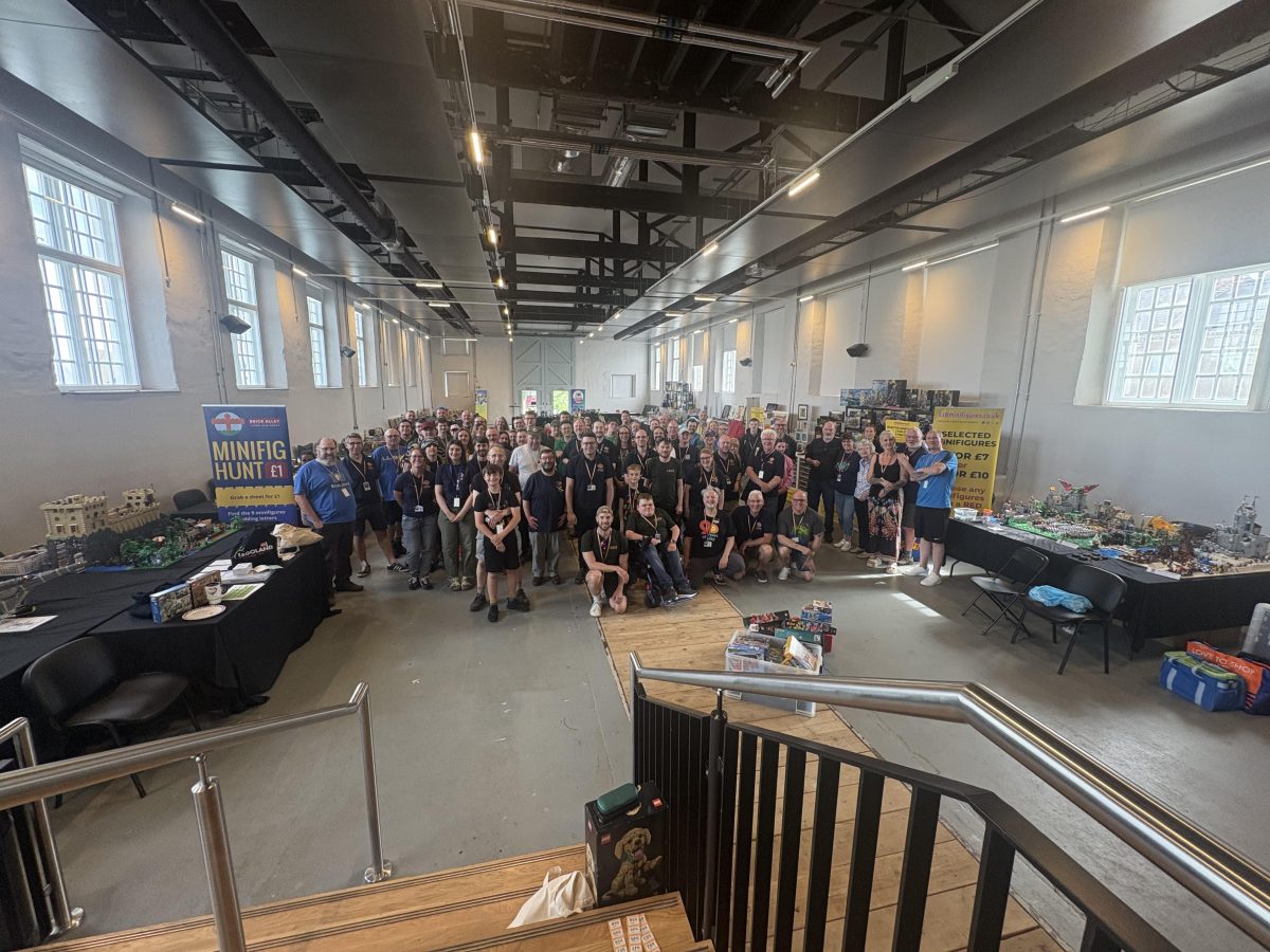 Group photo of adult LEGO fans at Darlington Brick Show 2026 in North East England