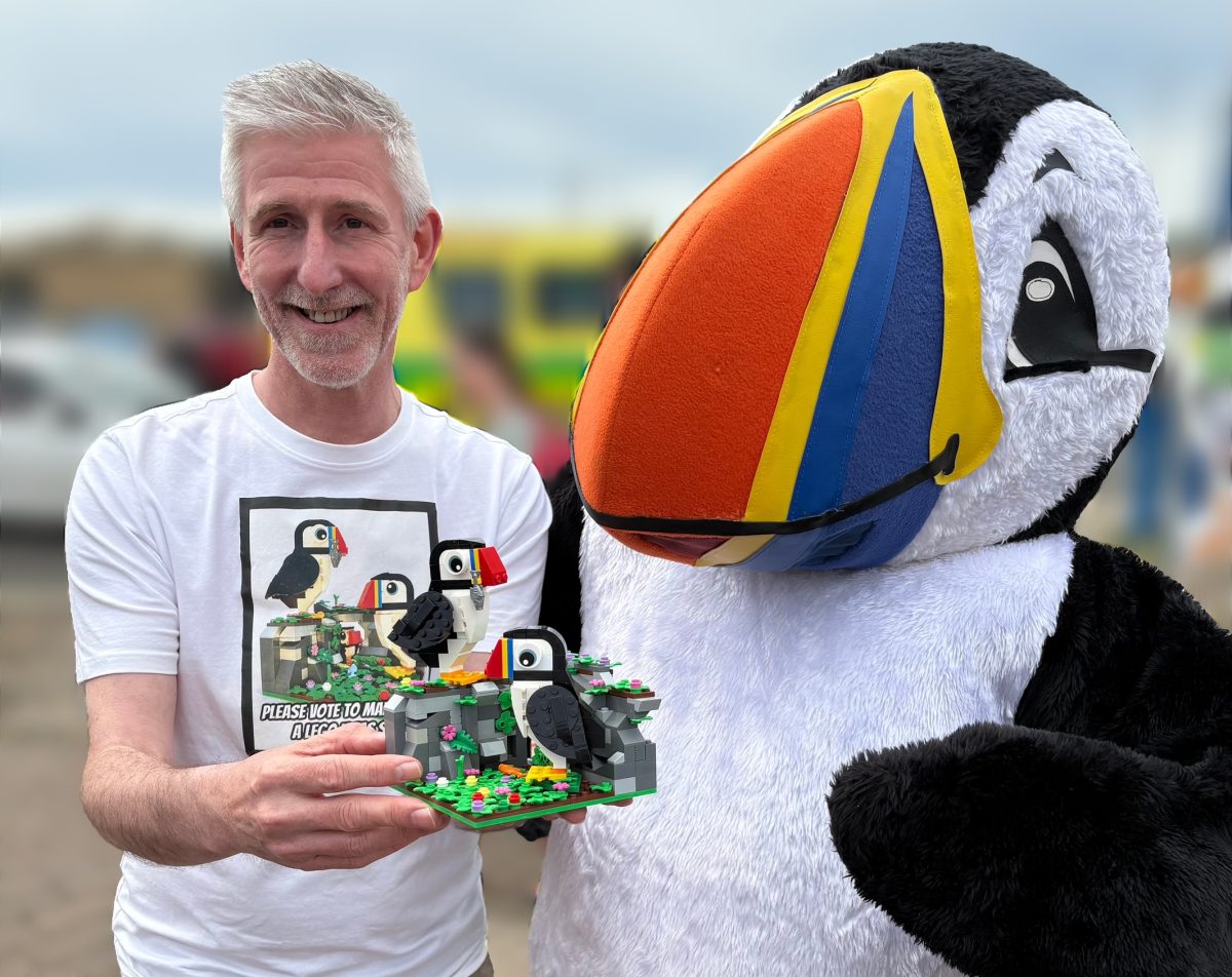 Steve Thomas and his LEGO puffins